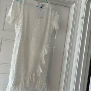 White Lace Ruffle Dress Bridal